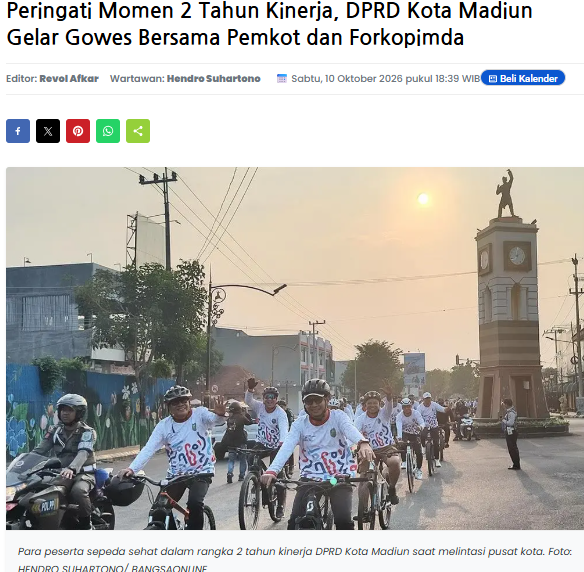Peringati Momen 2 Tahun Kinerja, DPRD Kota Madiun Gelar Gowes Bersama Pemkot dan Forkopimda
