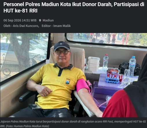 Personel Polres Madiun Kota Ikut Donor Darah, Partisipasi di HUT ke-81 RRI