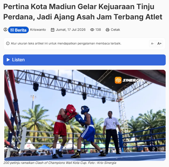 Pertina Kota Madiun Gelar Kejuaraan Tinju Perdana, Jadi Ajang Asah Jam Terbang Atlet