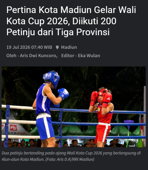 Pertina Kota Madiun Gelar Wali Kota Cup 2026, Diikuti 200 Petinju dari Tiga Provinsi