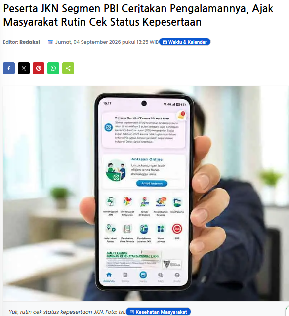 Peserta JKN Segmen PBI Ceritakan Pengalamannya, Ajak Masyarakat Rutin Cek Status Kepesertaan