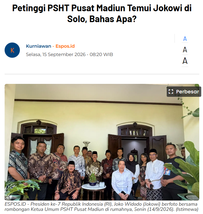Petinggi PSHT Pusat Madiun Temui Jokowi di Solo, Bahas Apa?