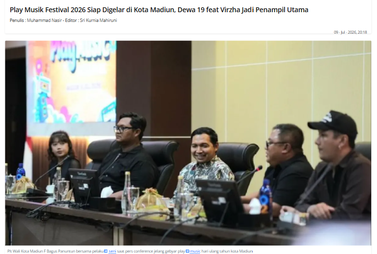 Play Musik Festival 2026 Siap Digelar di Kota Madiun, Dewa 19 feat Virzha Jadi Penampil Utama