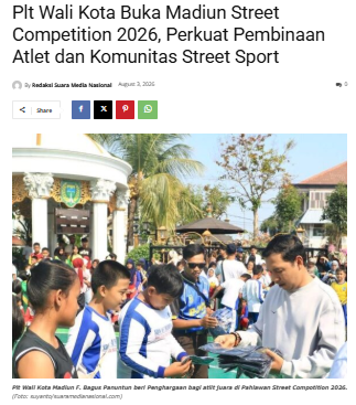 Plt Wali Kota Buka Madiun Street Competition 2026, Perkuat Pembinaan Atlet dan Komunitas Street Sport