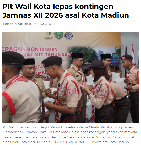 Plt Wali Kota lepas kontingen Jamnas XII 2026 asal Kota Madiun