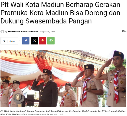 Plt Wali Kota Madiun Berharap Gerakan Pramuka Kota Madiun Bisa Dorong dan Dukung Swasembada Pangan