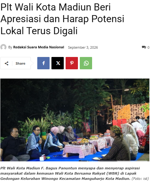 Plt Wali Kota Madiun Beri Apresiasi dan Harap Potensi Lokal Terus Digali