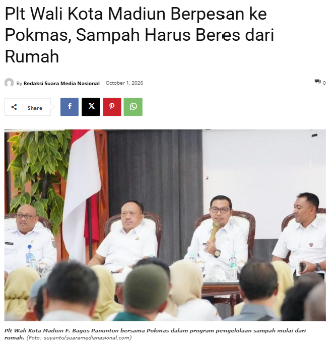 Plt Wali Kota Madiun Berpesan ke Pokmas, Sampah Harus Beres dari Rumah