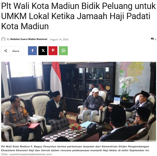 Plt Wali Kota Madiun Bidik Peluang untuk UMKM Lokal Ketika Jamaah Haji Padati Kota Madiun