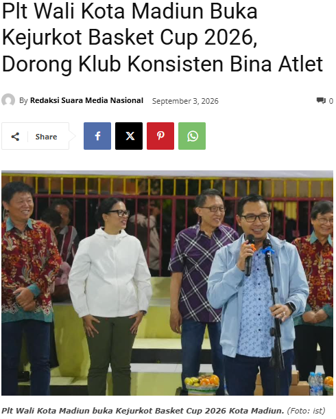 Plt Wali Kota Madiun Buka Kejurkot Basket Cup 2026, Dorong Klub Konsisten Bina Atlet