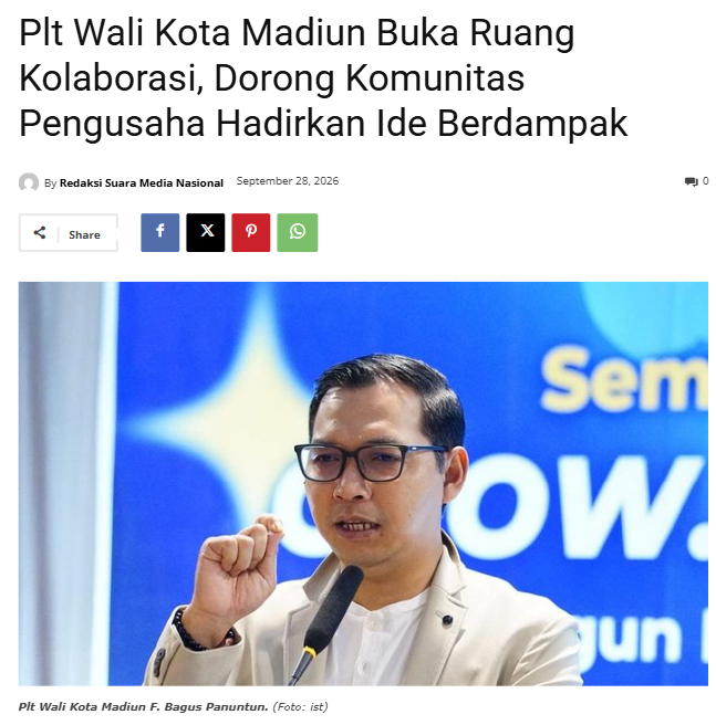 Plt Wali Kota Madiun Buka Ruang Kolaborasi, Dorong Komunitas Pengusaha Hadirkan Ide Berdampak