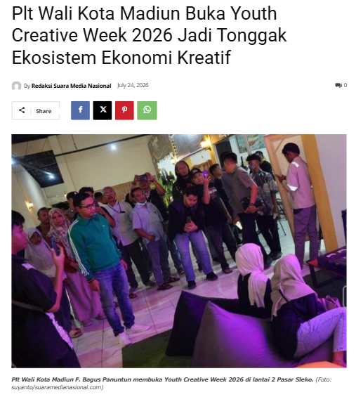Plt Wali Kota Madiun Buka Youth Creative Week 2026 Jadi Tonggak Ekosistem Ekonomi Kreatif