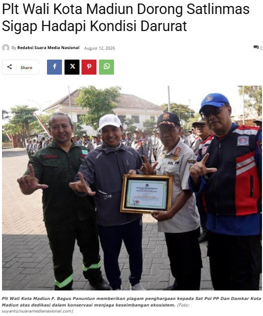 Plt Wali Kota Madiun Dorong Satlinmas Sigap Hadapi Kondisi Darurat