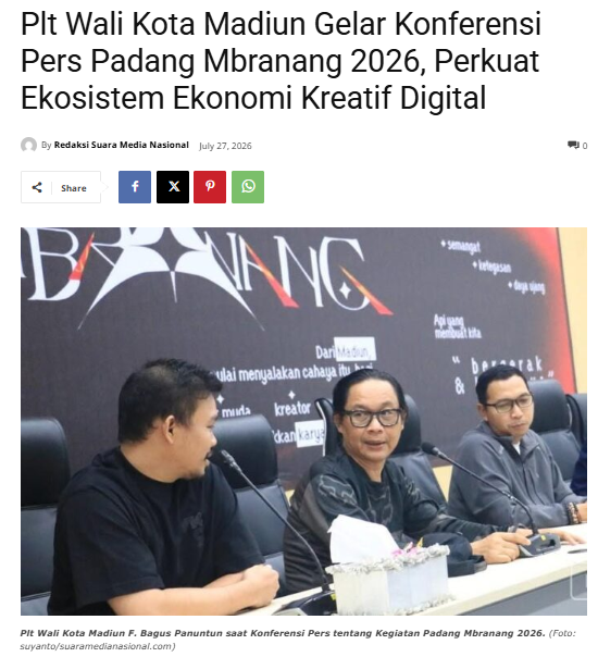 Plt Wali Kota Madiun Gelar Konferensi Pers Padang Mbranang 2026, Perkuat Ekosistem Ekonomi Kreatif Digital