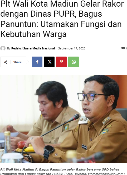 Plt Wali Kota Madiun Gelar Rakor dengan Dinas PUPR, Bagus Panuntun: Utamakan Fungsi dan Kebutuhan Warga