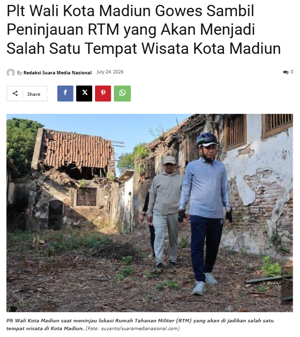 Plt Wali Kota Madiun Gowes Sambil Peninjauan RTM yang Akan Menjadi Salah Satu Tempat Wisata Kota Madiun