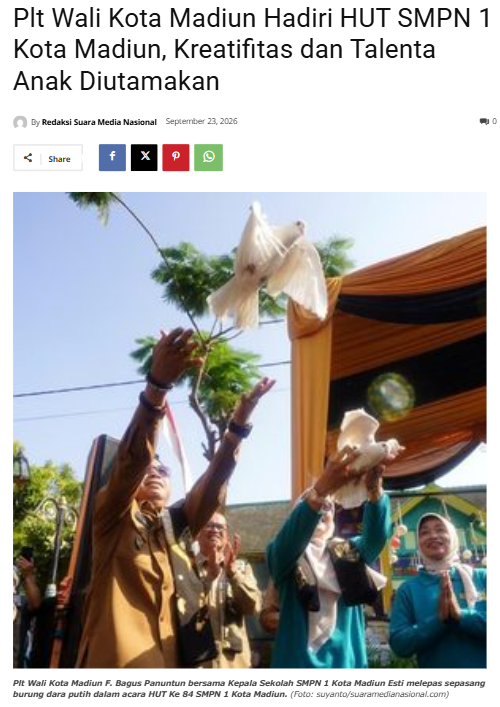 Plt Wali Kota Madiun Hadiri HUT SMPN 1 Kota Madiun, Kreatifitas dan Talenta Anak Diutamakan