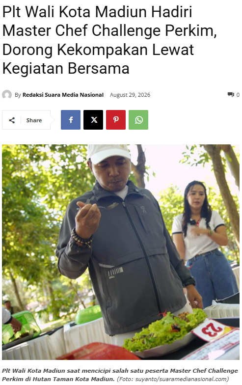 Plt Wali Kota Madiun Hadiri Master Chef Challenge Perkim, Dorong Kekompakan Lewat Kegiatan Bersama
