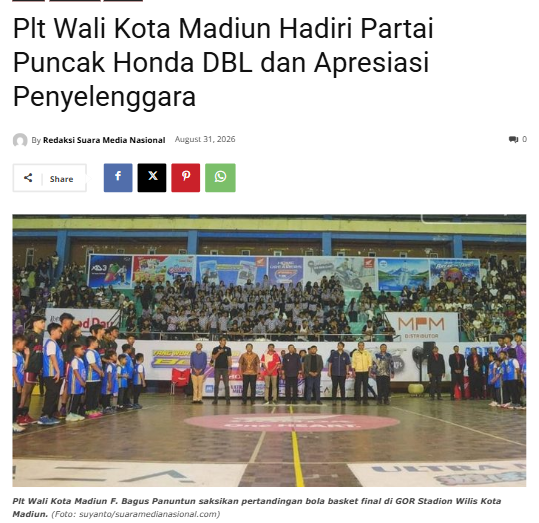 Plt Wali Kota Madiun Hadiri Partai Puncak Honda DBL dan Apresiasi Penyelenggara