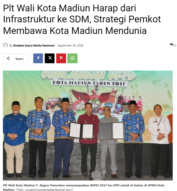 Plt Wali Kota Madiun Harap dari Infrastruktur ke SDM, Strategi Pemkot Membawa Kota Madiun Mendunia