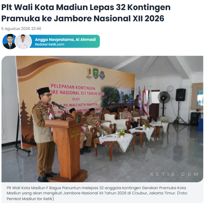 Plt Wali Kota Madiun Lepas 32 Kontingen Pramuka ke Jambore Nasional XII 2026