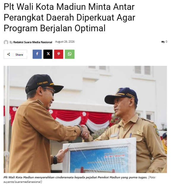 Plt Wali Kota Madiun Minta Antar Perangkat Daerah Diperkuat Agar Program Berjalan Optimal