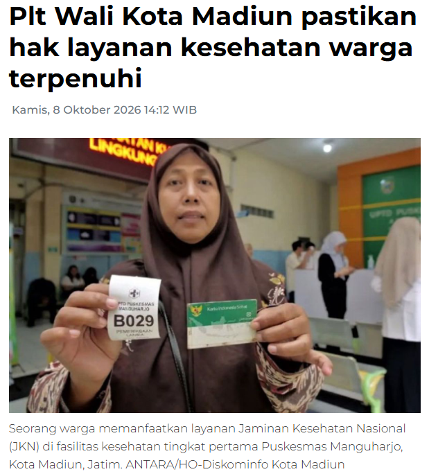 Plt Wali Kota Madiun pastikan hak layanan kesehatan warga terpenuhi