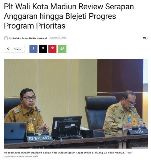 Plt Wali Kota Madiun Review Serapan Anggaran hingga Blejeti Progres Program Prioritas