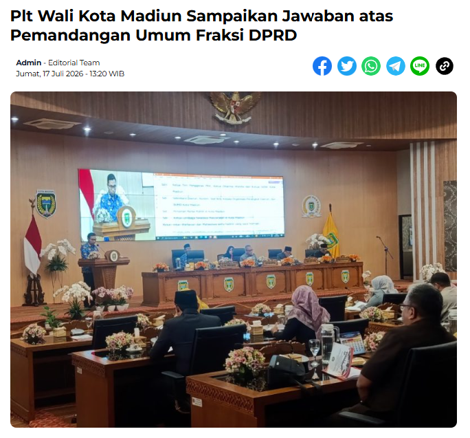 Plt Wali Kota Madiun Sampaikan Jawaban atas Pemandangan Umum Fraksi DPRD