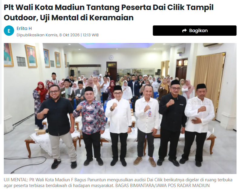 Plt Wali Kota Madiun Tantang Peserta Dai Cilik Tampil Outdoor, Uji Mental di Keramaian