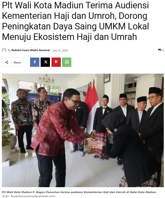 Plt Wali Kota Madiun Terima Audiensi Kementerian Haji dan Umroh, Dorong Peningkatan Daya Saing UMKM Lokal Menuju Ekosistem Haji dan Umrah