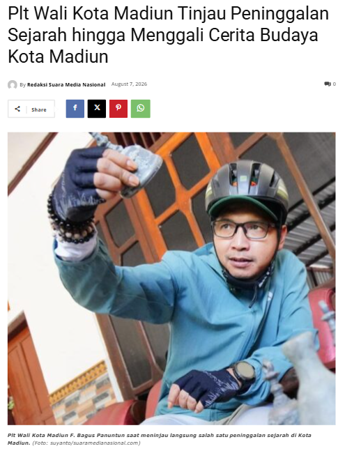Plt Wali Kota Madiun Tinjau Peninggalan Sejarah hingga Menggali Cerita Budaya Kota Madiun