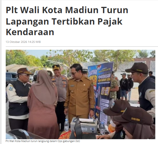 Plt Wali Kota Madiun Turun Lapangan Tertibkan Pajak Kendaraan