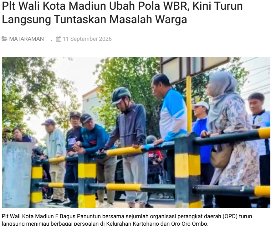 Plt Wali Kota Madiun Ubah Pola WBR, Kini Turun Langsung Tuntaskan Masalah Warga