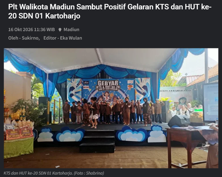 Plt Walikota Madiun Sambut Positif Gelaran KTS dan HUT ke-20 SDN 01 Kartoharjo