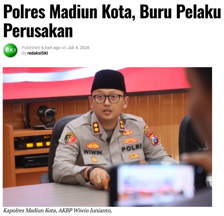 Polres Madiun Kota, Buru Pelaku Perusakan