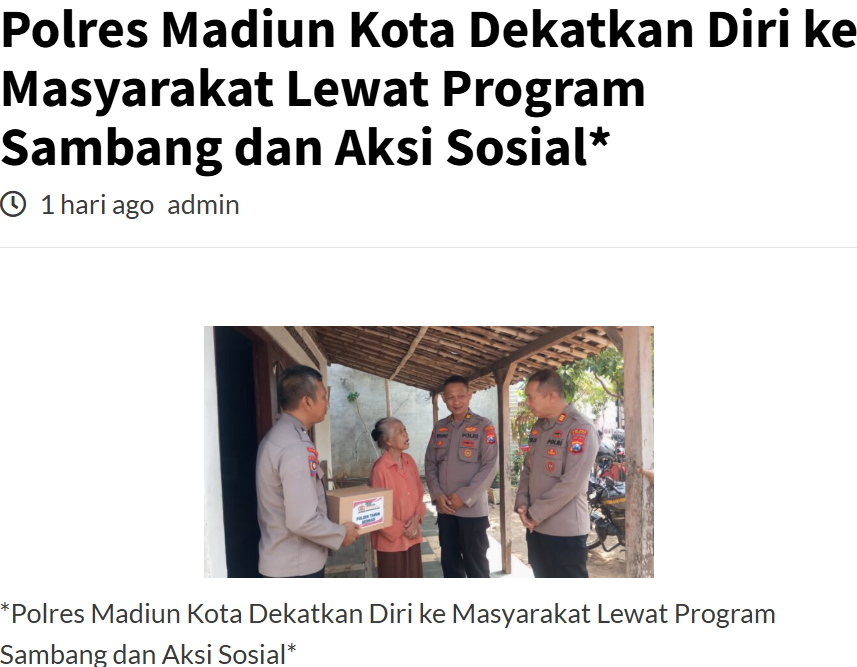 Polres Madiun Kota Dekatkan Diri ke Masyarakat Lewat Program Sambang dan Aksi Sosial