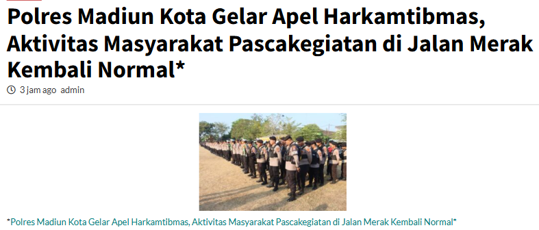 Polres Madiun Kota Gelar Apel Harkamtibmas, Aktivitas Masyarakat Pascakegiatan di Jalan Merak Kembali Normal