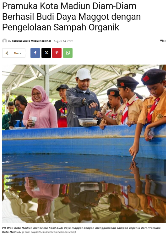 Pramuka Kota Madiun Diam-Diam Berhasil Budi Daya Maggot dengan Pengelolaan Sampah Organik