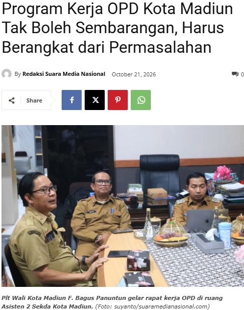 Program Kerja OPD Kota Madiun Tak Boleh Sembarangan, Harus Berangkat dari Permasalahan