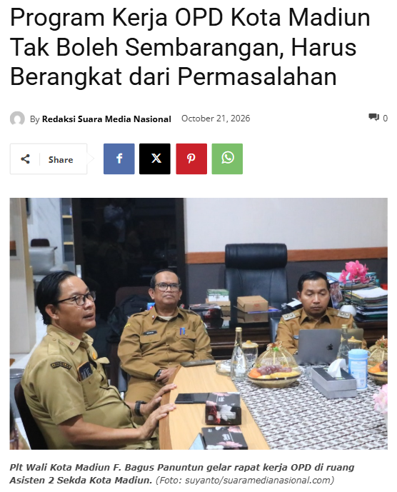 Program Kerja OPD Kota Madiun Tak Boleh Sembarangan, Harus Berangkat dari Permasalahan