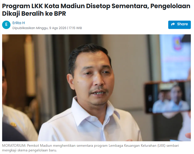 Program LKK Kota Madiun Disetop Sementara, Pengelolaan Dikaji Beralih ke BPR