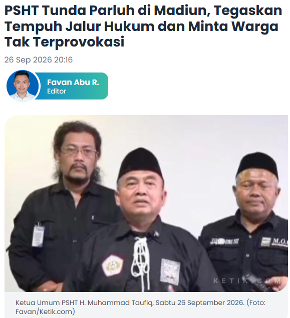 PSHT Tunda Parluh di Madiun, Tegaskan Tempuh Jalur Hukum dan Minta Warga Tak Terprovokasi