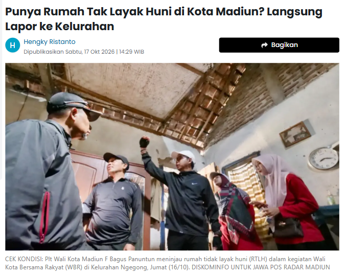 Punya Rumah Tak Layak Huni di Kota Madiun? Langsung Lapor ke Kelurahan