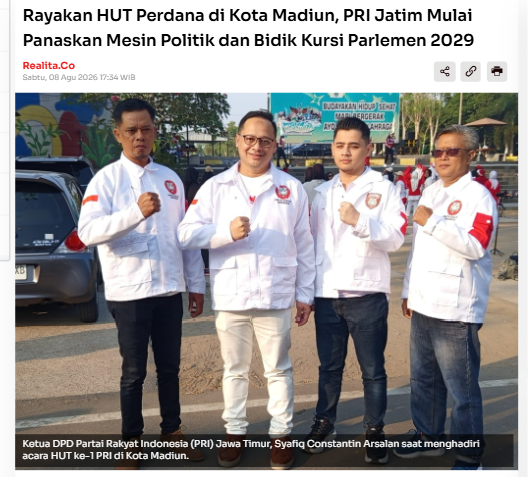 Rayakan HUT Perdana di Kota Madiun, PRI Jatim Mulai Panaskan Mesin Politik dan Bidik Kursi Parlemen 2029