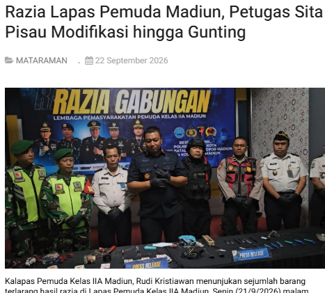 Razia Lapas Pemuda Madiun, Petugas Sita Pisau Modifikasi hingga Gunting