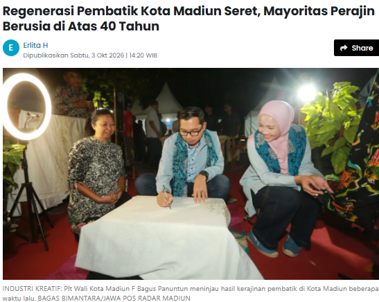 Regenerasi Pembatik Kota Madiun Seret, Mayoritas Perajin Berusia di Atas 40 Tahun