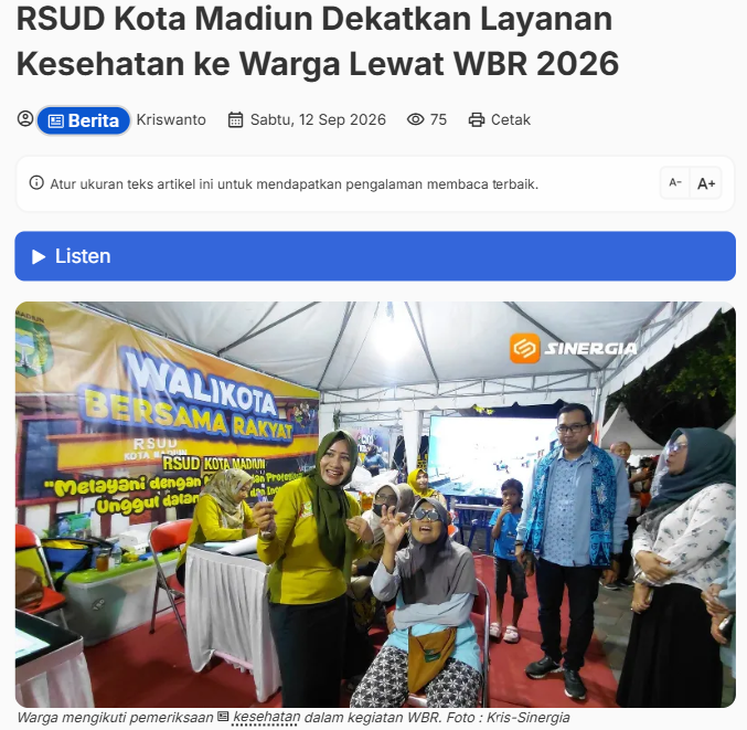 RSUD Kota Madiun Dekatkan Layanan Kesehatan ke Warga Lewat WBR 2026