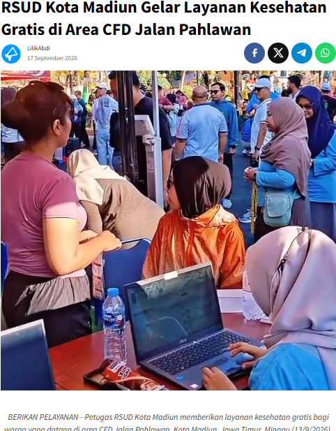 RSUD Kota Madiun Gelar Layanan Kesehatan Gratis di Area CFD Jalan Pahlawan