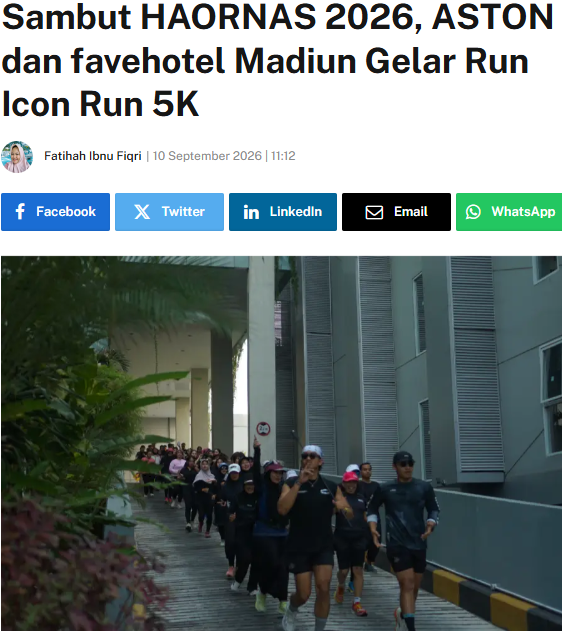 Sambut HAORNAS 2026, ASTON dan favehotel Madiun Gelar Run Icon Run 5K